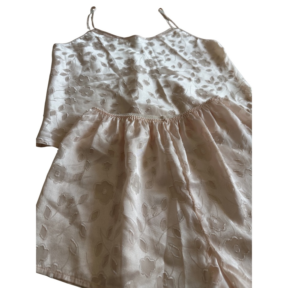 Cinema Etoile Champagne Satin Floral Camisole & Shorts Set Size Medium